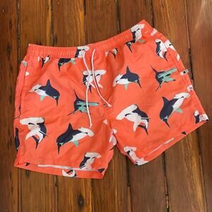 NWT SWIM by COTTONON shark print lined swim trunks sz L